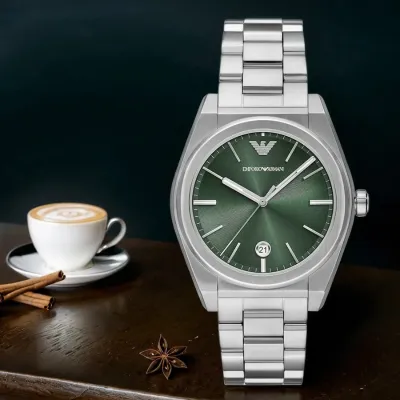 Emporio Armani FedericoThree-Hand Date Stainless Steel Watch